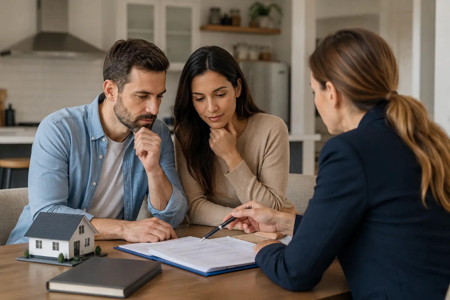 Couple discussing changing from an adjustable rate mortgage to a fixed rate mortgage