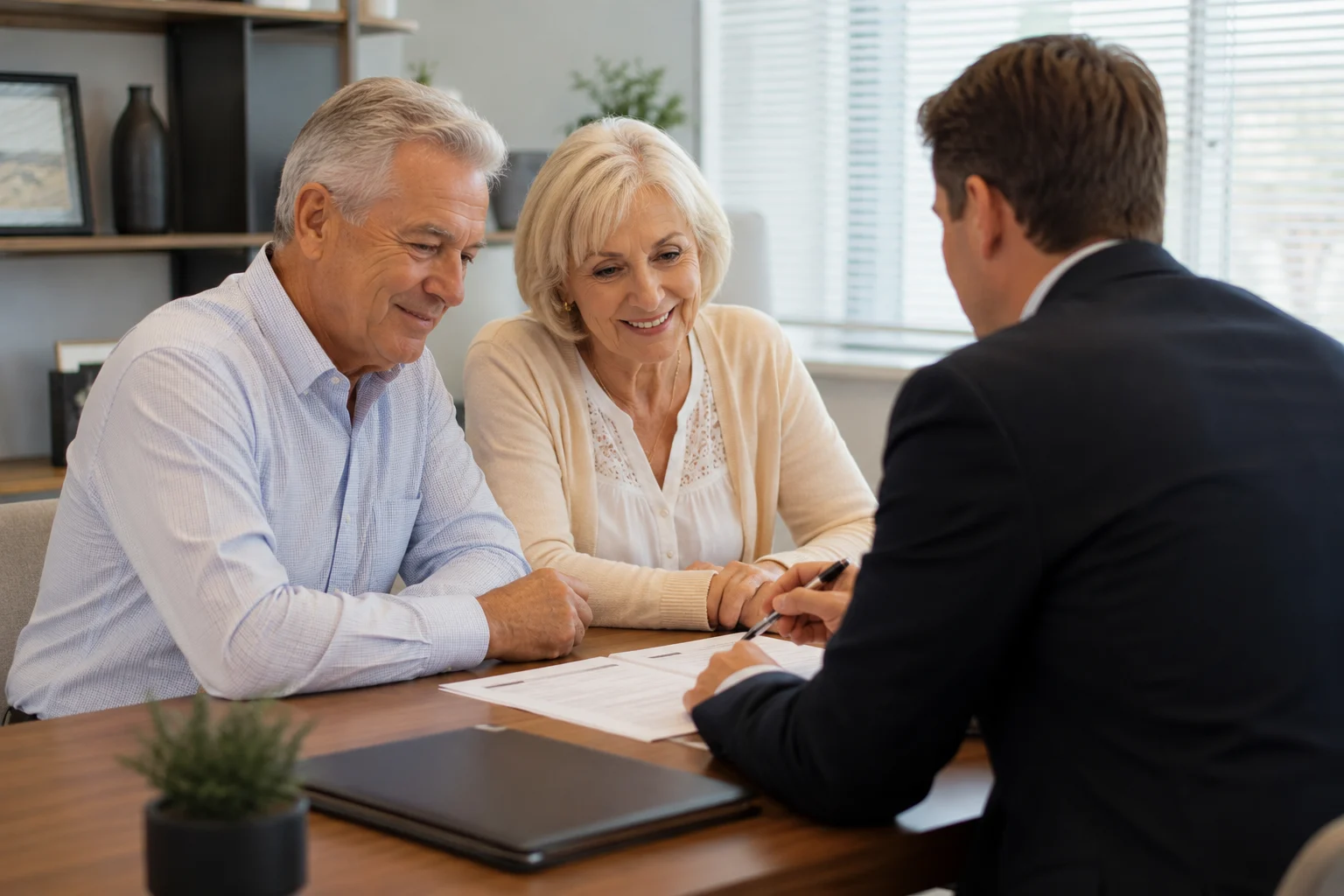 Senior couple consulting with an experienced reverse mortgage professional