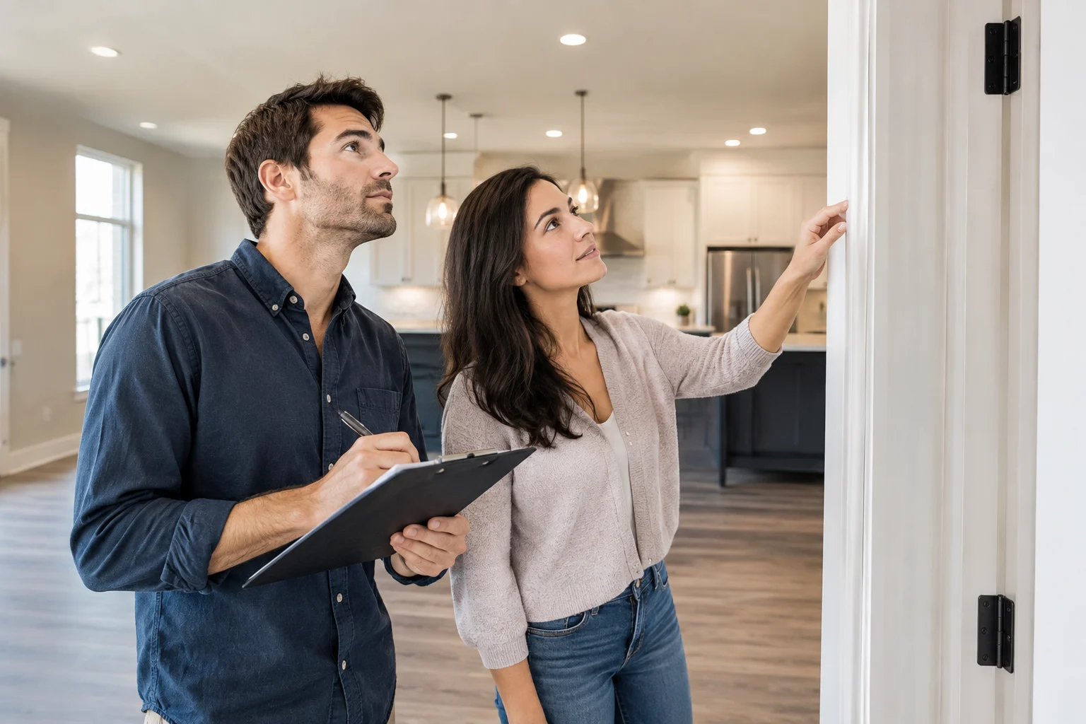 Final walk through before closing with homebuyers inspecting a property