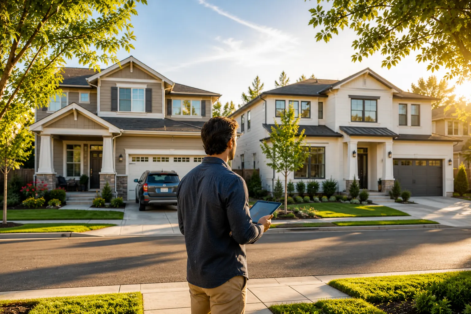 Real estate investor evaluating residential rental homes for an investment property loan