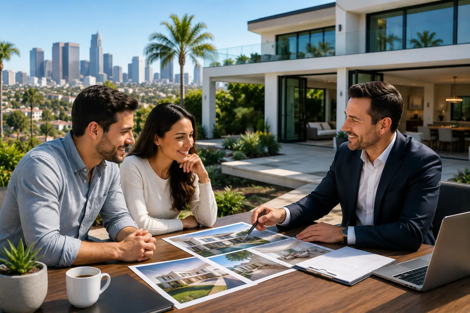 Los Angeles real estate broker consulting with homebuyers about buying and selling homes
