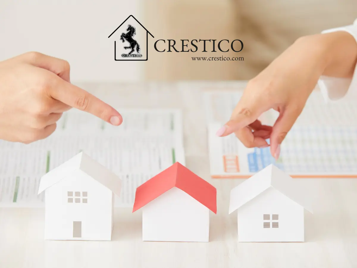 Real estate consultation comparing property options for homebuyers